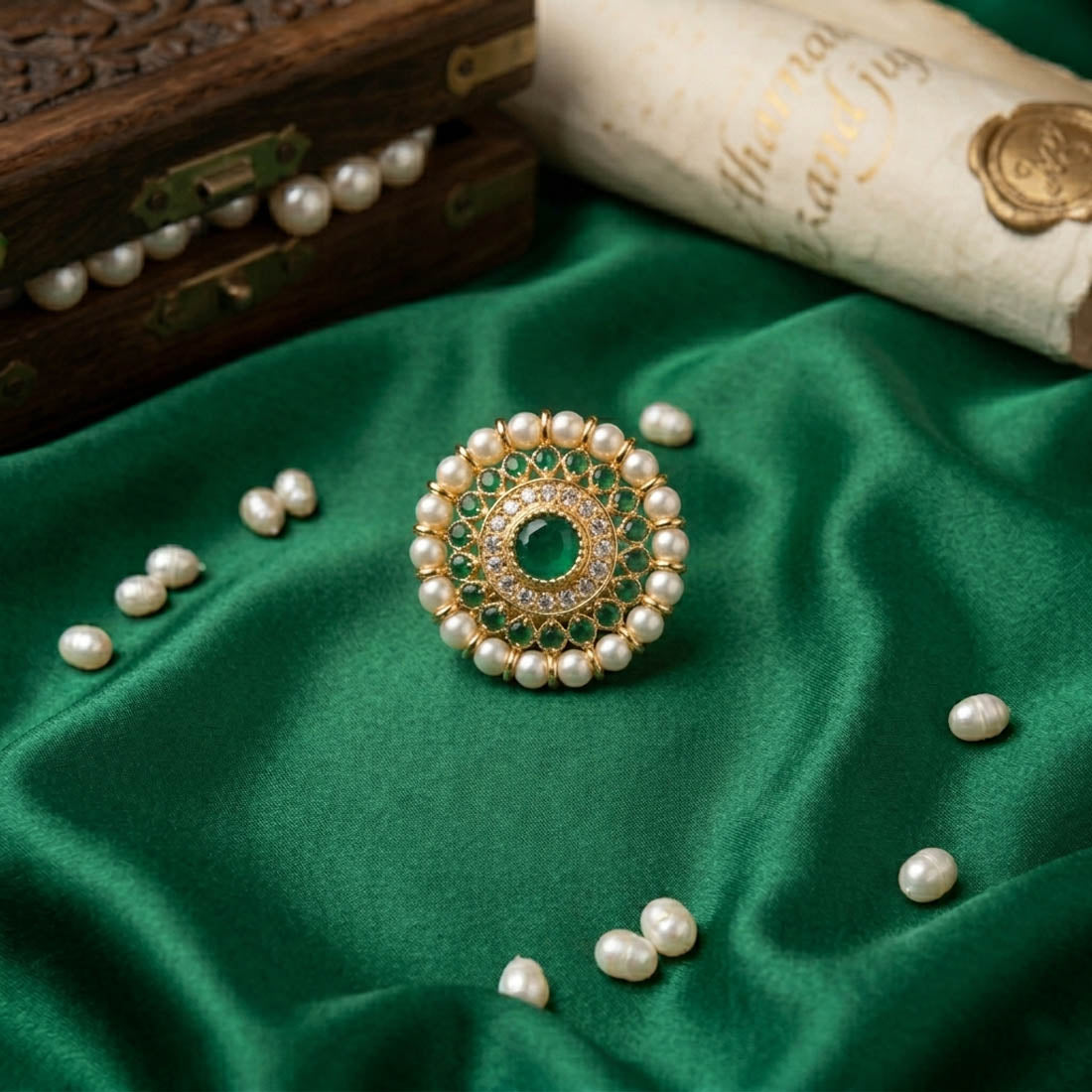 Green Color Stylish Fashion Rings Elegant Ethnic Jewelry