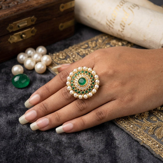 Green Color Stylish Fashion Rings Elegant Ethnic Jewelry
