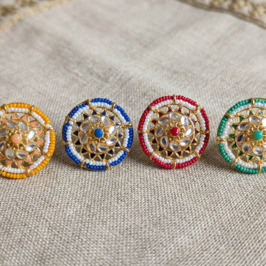 Gold Color Assorted Color Fashion Rings Combo Of 4 Pieces Traditional Ethnic Style Jewelry Rings Set