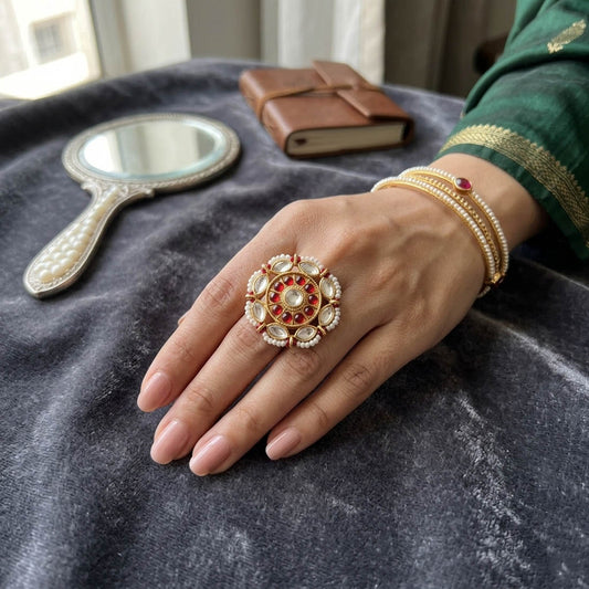 Red Color Elegant Fashion Rings Stylish Traditional Jewelry