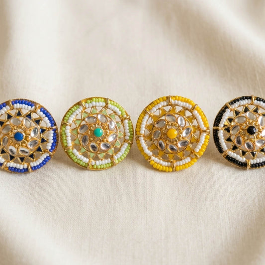 Gold Color Assorted Color Fashion Rings Combo Of 4 Pieces Stylish Daily Wear Fashion Jewelry Collection