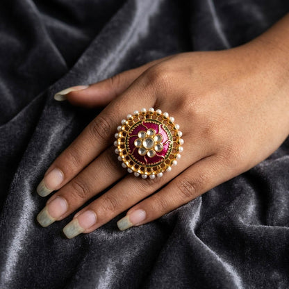 Purple Color Meena Work Fashion Rings Stylish Traditional Jewelry Design
