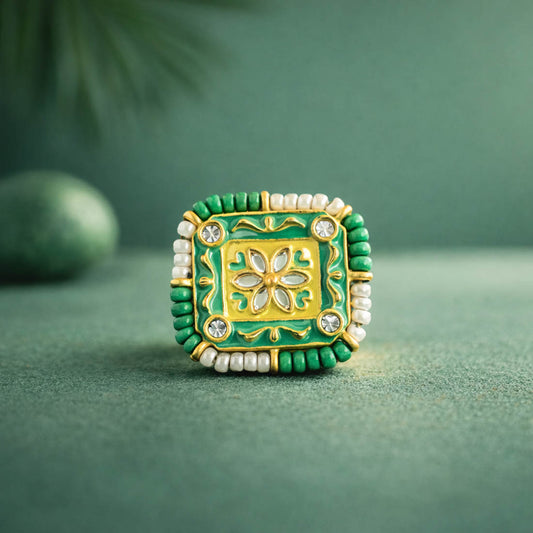 Grüne Farbe Meena-Arbeit Moderinge Stilvoller Ethno-Schmuck