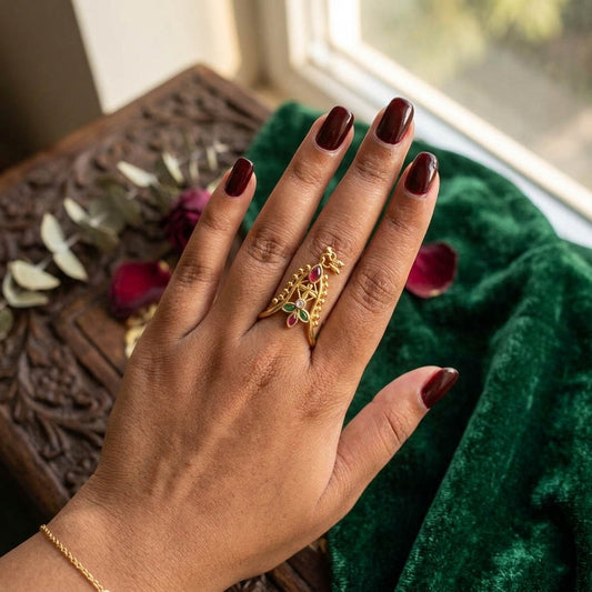 Rani & Grüne Designer-Fashion-Ringe Eleganter Ethno-Schmuck