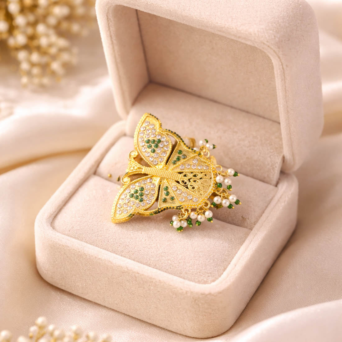 Green Color Butterfly Big Size Fashion Rings Elegant Fashion Jewelry