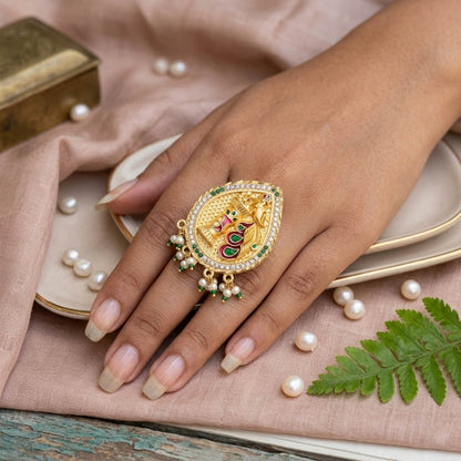 Maroon & Green Color Big Size Fashion Rings Royal Ethnic Jewelry
