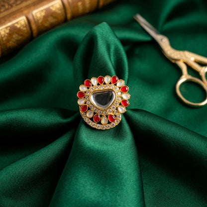 Red Color Stone Fashion Rings Stylish Traditional Jewelry Elegant Party Wear Ring Design