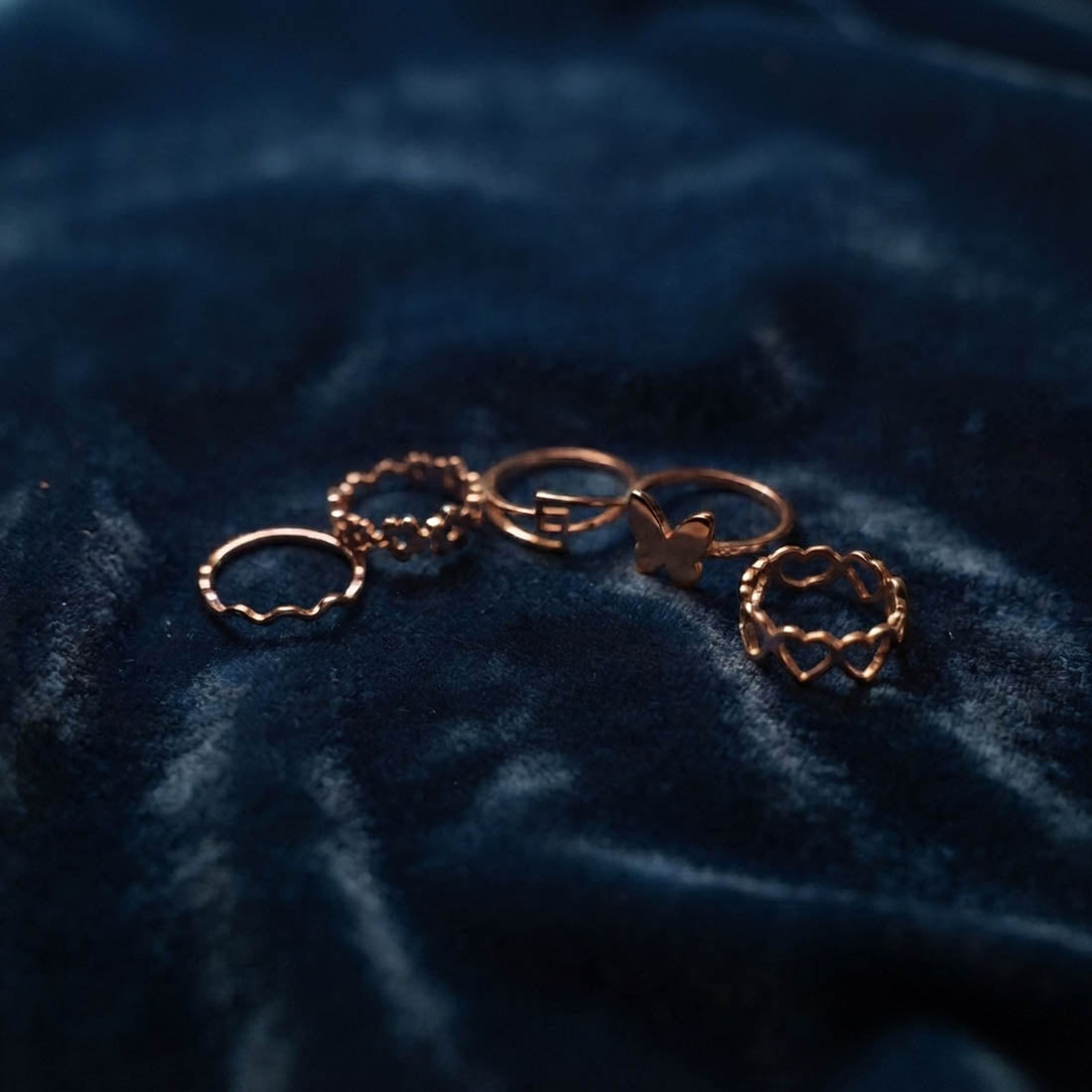 Gold Color Assorted Design Fashion Rings Combo Of 5 Pieces with Beautiful Contemporary Ring Designs