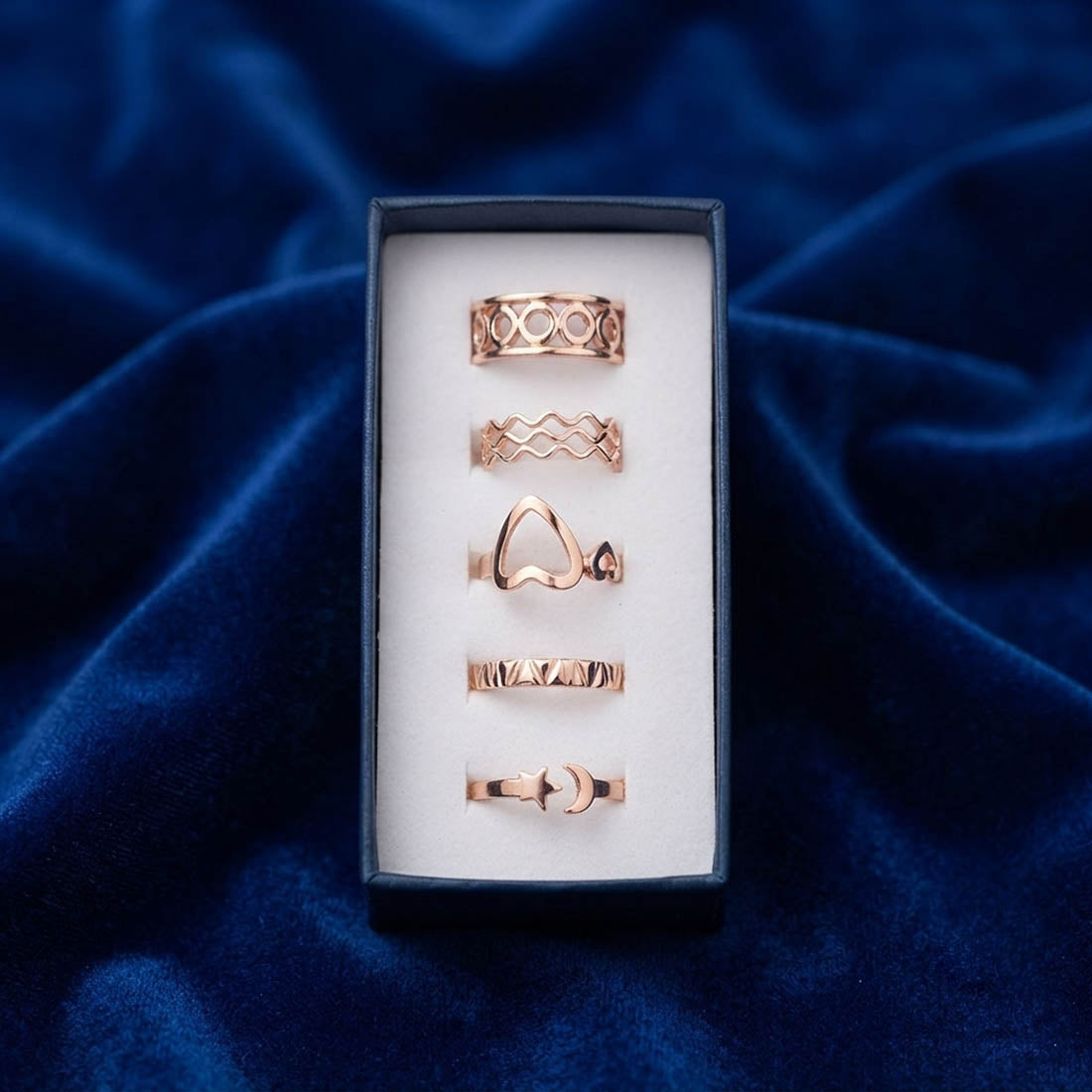 Gold Color Assorted Design Fashion Rings Combo Of 5 Pieces Featuring Elegant Statement Fashion Accessories
