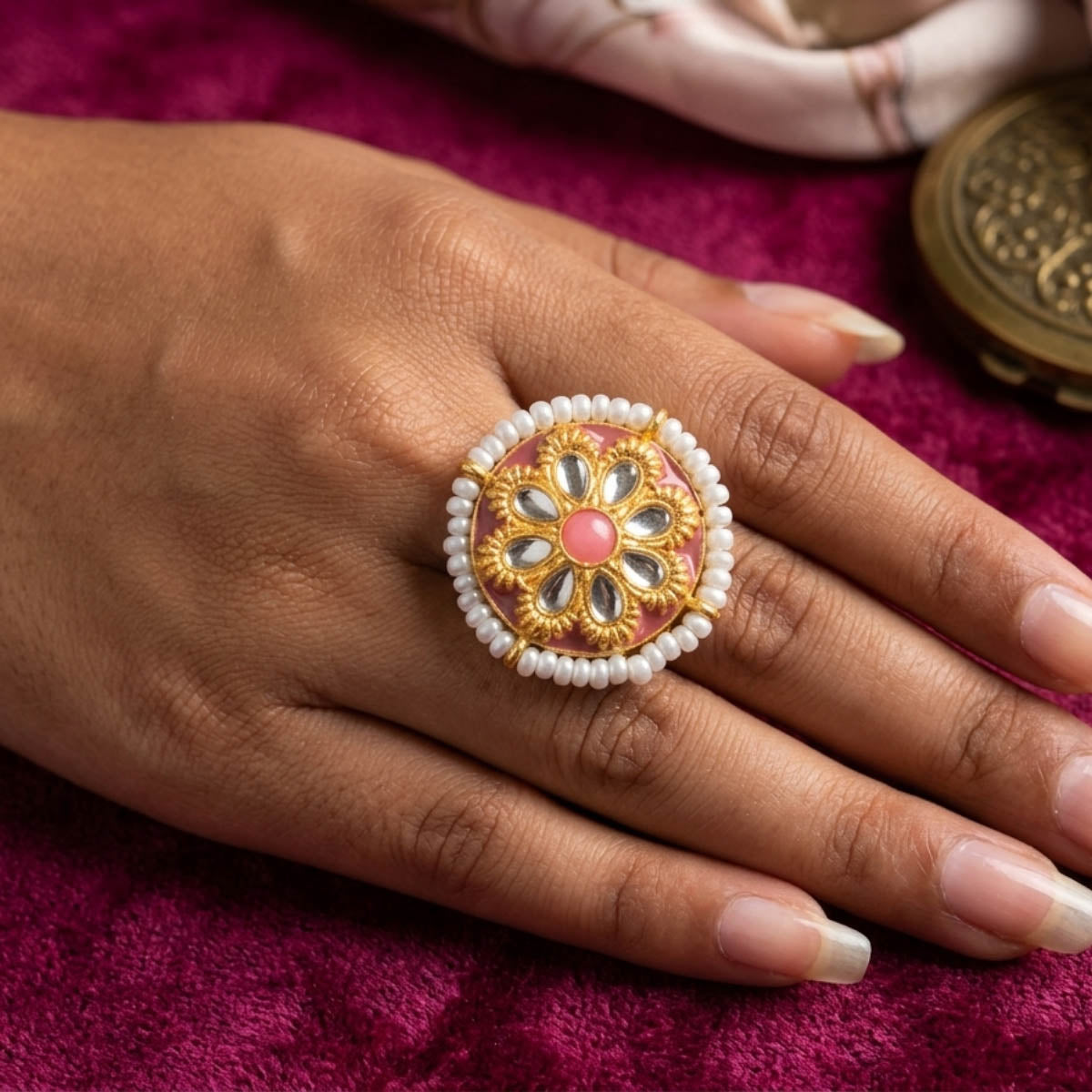 Pinkfarbener Stein Mode Ringe Stylischer Party Schmuck Elegantes Mode Ring Design