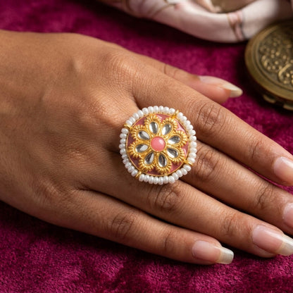 Pinkfarbener Stein Mode Ringe Stylischer Party Schmuck Elegantes Mode Ring Design