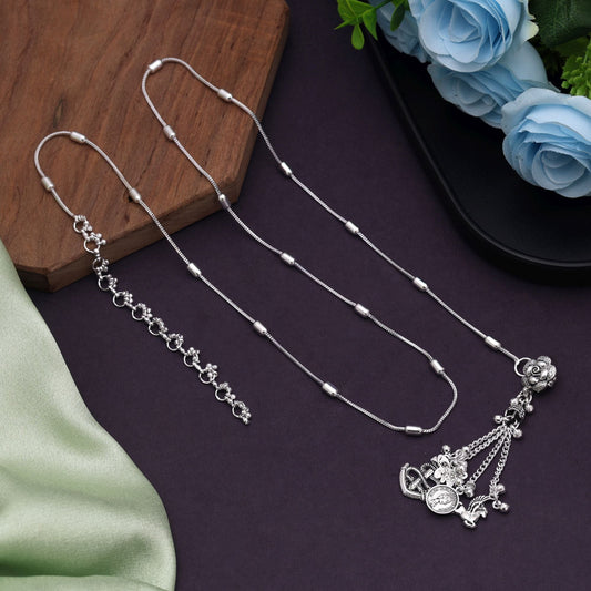 Silver Color Oxidised Kamarband Designed For Traditional Attire And Cultural Functions