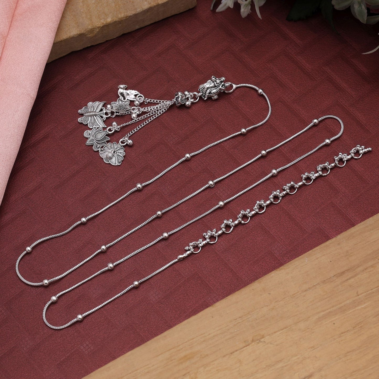 Silver Color Oxidised Kamarband Featuring Antique Finish For Graceful Styling