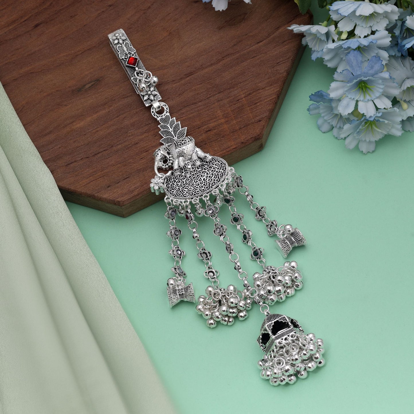 Maroon & Green Color Oxidised Kamar Juda Designed For Traditional Wedding Elegance