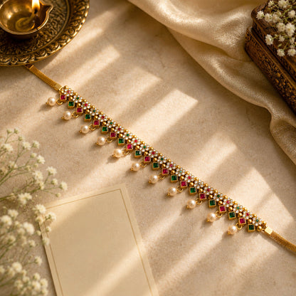 Graceful Rani & Green Color Temple Kamarband For Women Traditional Occasion Wear