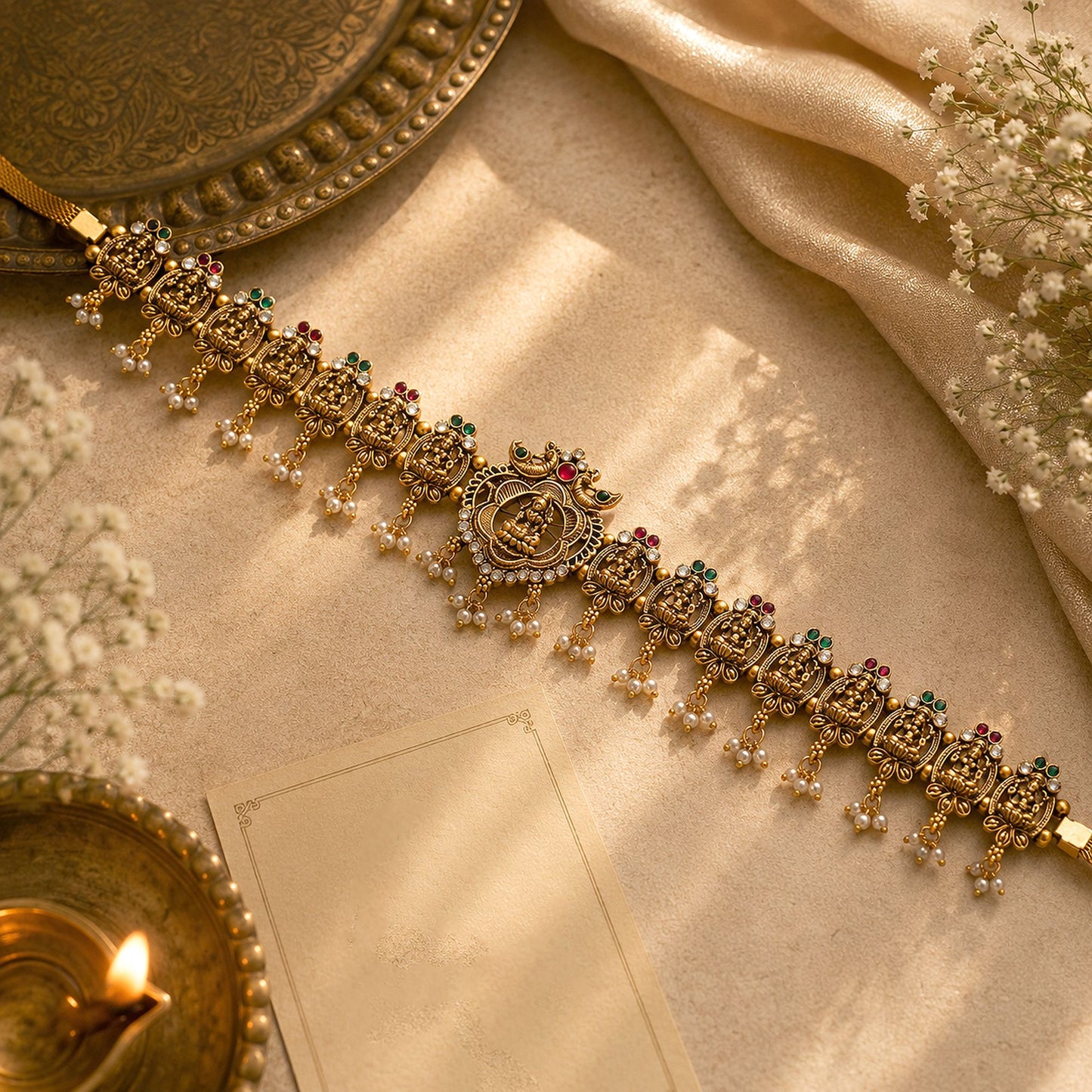 Beautiful Rani & Green Color Temple Kamarband For Cultural Ethnic Festive Fashion Wear