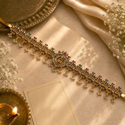 Beautiful Rani & Green Color Temple Kamarband For Cultural Ethnic Festive Fashion Wear