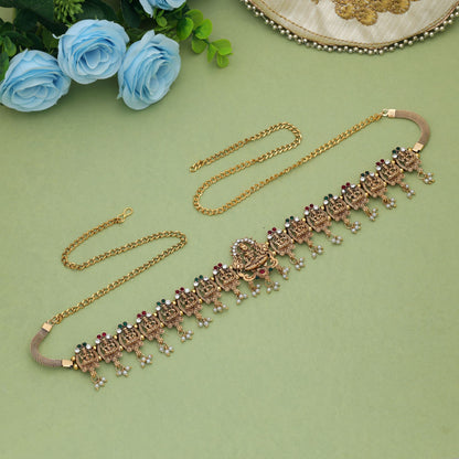 Designer Rani & Green Color Temple Kamarband With Heritage Inspired Temple Artwork Style