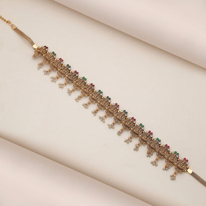 Bezaubernder Rani- & Grünfarbener Tempel-Kamarband für Saree, Braut-Anlass, Mode-Kleidung
