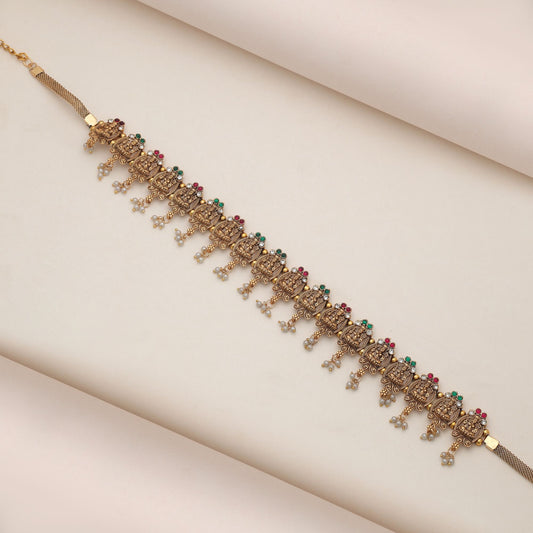 Bezaubernder Rani- & Grünfarbener Tempel-Kamarband für Saree, Braut-Anlass, Mode-Kleidung