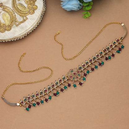 Premium Maroon & Green Color Temple Kamarband For Bridal Traditional Party Wear Collection
