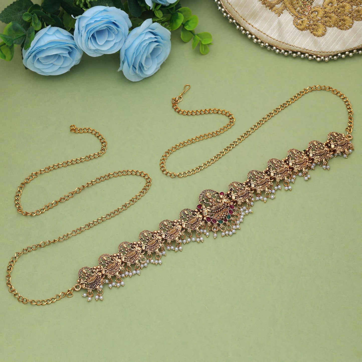 Designer Rani & Green Color Temple Kamarband For Traditional Festive Party Wear Collection