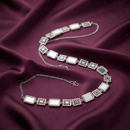 Designer Silver Color Mirror Work Oxidised Kamarband for Wedding Celebrations
