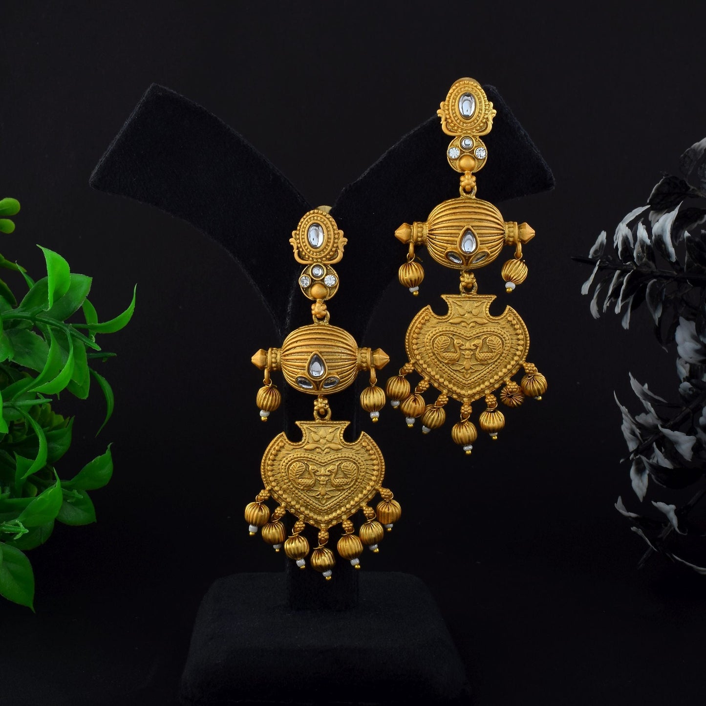 Elegant Gold Color Traditional Matte Gold Earrings For Women And Girls