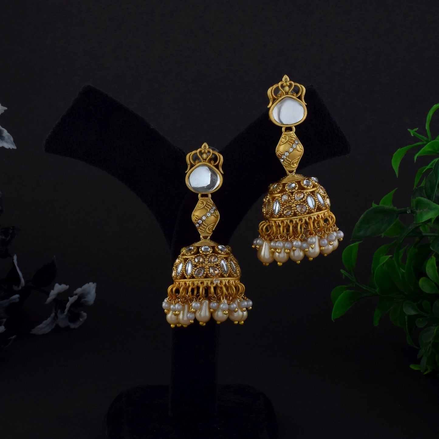 Beautiful Gold Color Matte Gold Earrings For Brides And Ethnic Occasions