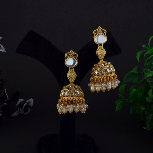 Beautiful Gold Color Matte Gold Earrings For Brides And Ethnic Occasions