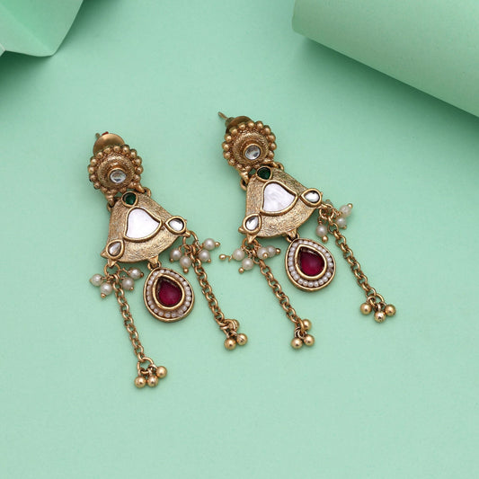 Rani & Green Color Matte Gold Earrings Blending Vibrant Tones With Timeless Matte Appeal