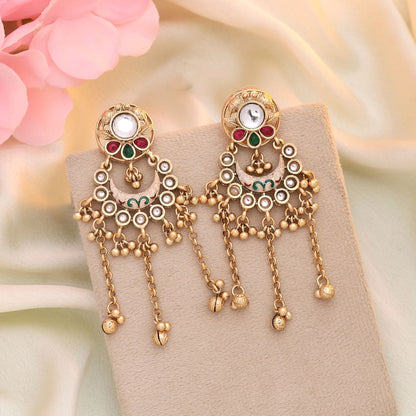Rani & Green Color Matte Gold Earrings Combining Royal Hues With Handcrafted Excellence