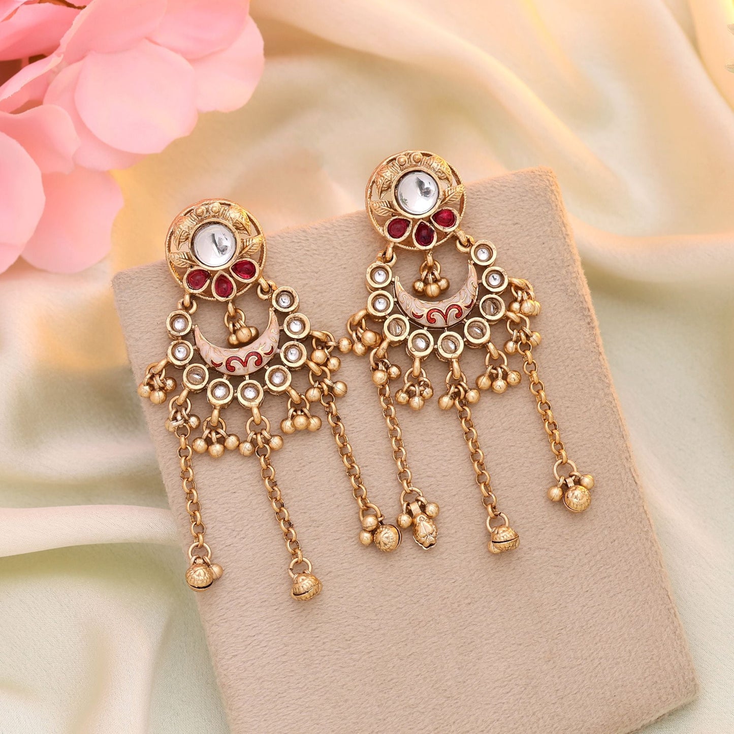 Rani Color Matte Gold Earrings Created For Statement Ethnic Jewellery Lovers