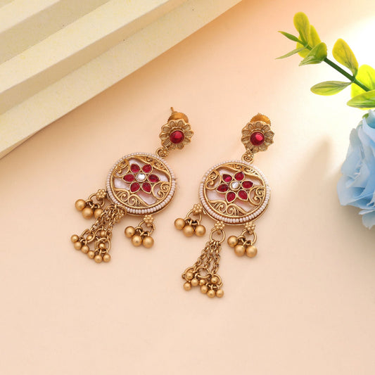 Rani Color Royal Bridal Collection Matte Gold Earrings Design