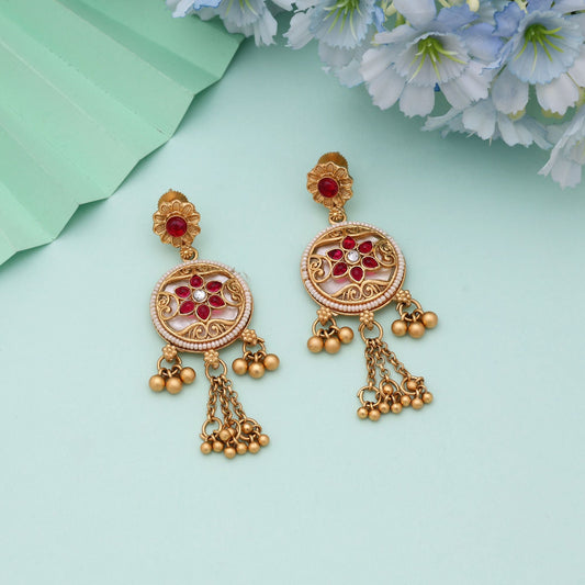 Rani Color Royal Bridal Collection Matte Gold Earrings Design