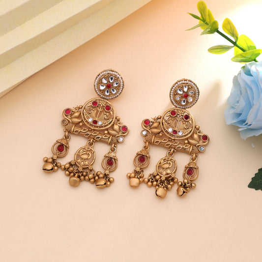 Rani Color Elegant Occasion Wear Matte Gold Earrings