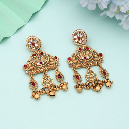 Rani Color Elegant Occasion Wear Matte Gold Earrings