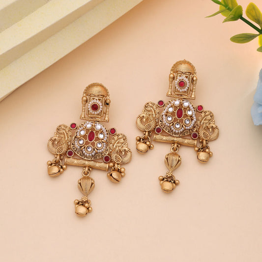 Rani Color Designer Bridal Matte Gold Earrings