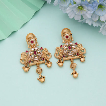 Rani Color Designer Brautschmuck-Ohrringe in Mattgold