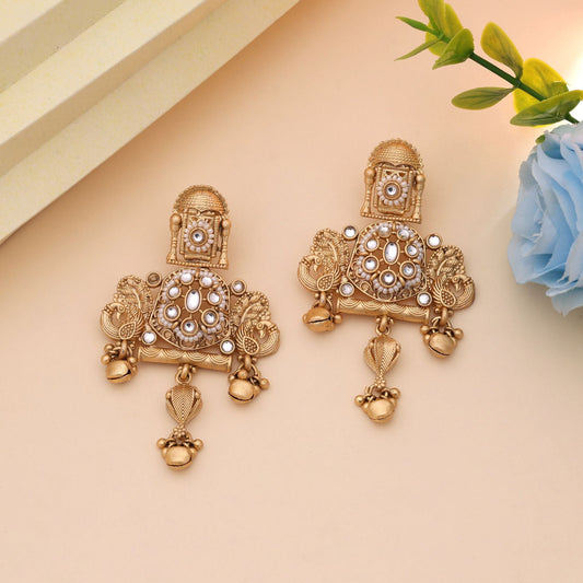 White Color Premium Matte Finish Matte Gold Earrings