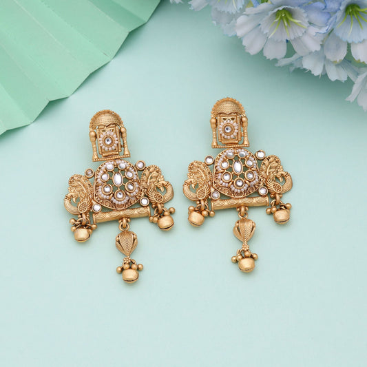 White Color Premium Matte Finish Matte Gold Earrings