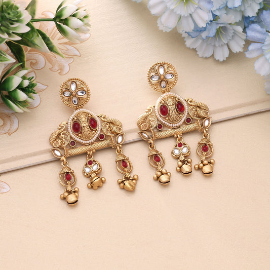Rani Color Wedding Wear Matte Gold Earrings