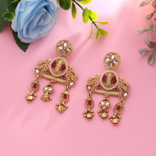 Rani Color Wedding Wear Matte Gold Earrings