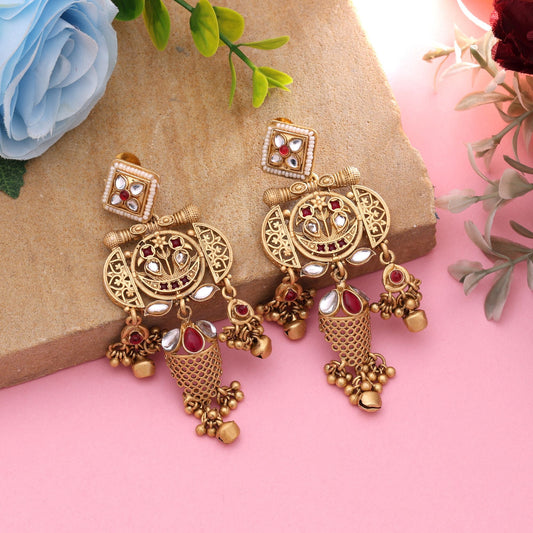 Rani Color Classic Royal Matte Gold Earrings
