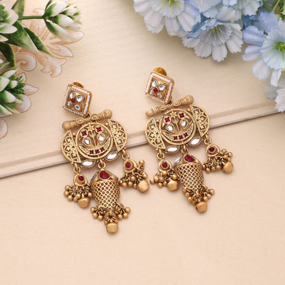 Rani Color Classic Royal Matte Gold Earrings