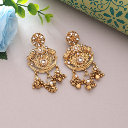 White Color Wedding Special Matte Gold Earrings