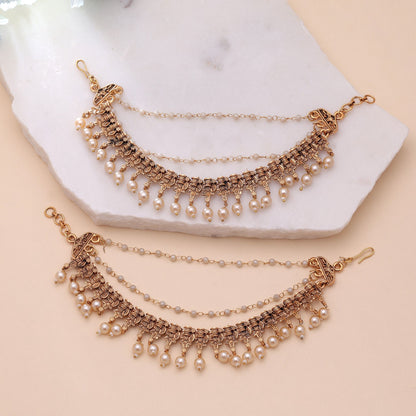 Gold Color Matte Gold Earrings Chain with Elegant Designer Finish