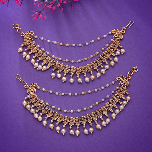 Gold Color Matte Gold Earrings Chain with Elegant Designer Finish