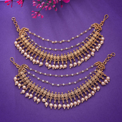 Gold Color Matte Gold Earrings Chain with Contemporary Elegant Fashion Style