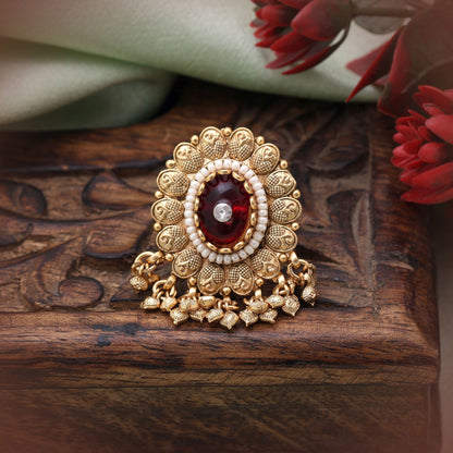 Red Color Matte Gold Rings Designed For Weddings Festivals And Cultural Celebrations